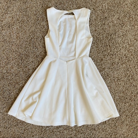 Lulu’s Gal About Town Open Back Skater Fit and Flare Dress White Mini Dress - Picture 7 of 16